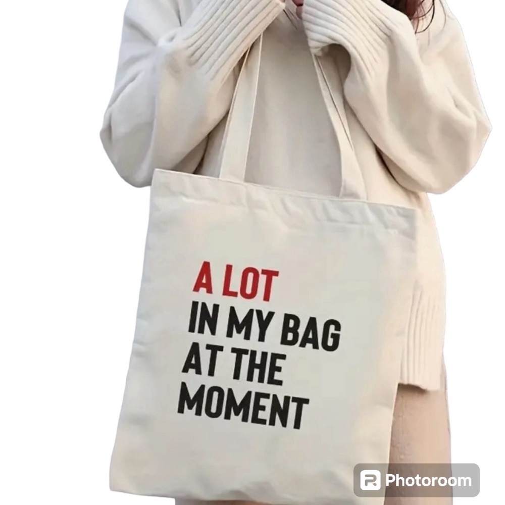 Swiftie A lot going on right now canvas tote bag 14” NWT cotton blend graphic